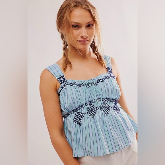 Free People Locked On You Smocked Top NWOT - Picture 1 of 7